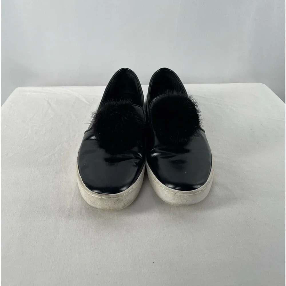 Michael Kors Collection‎ Eddy Patent Leather Pom Pom Sneaker in Black Size 5.5